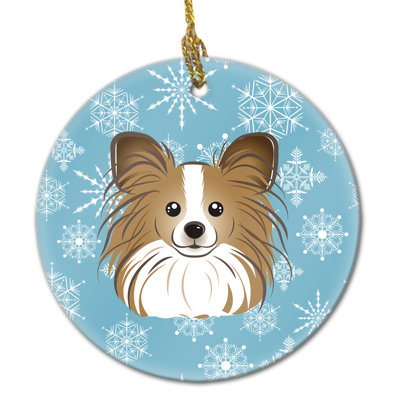 Ornement figurine suspendu en céramique flocon de neige papillon