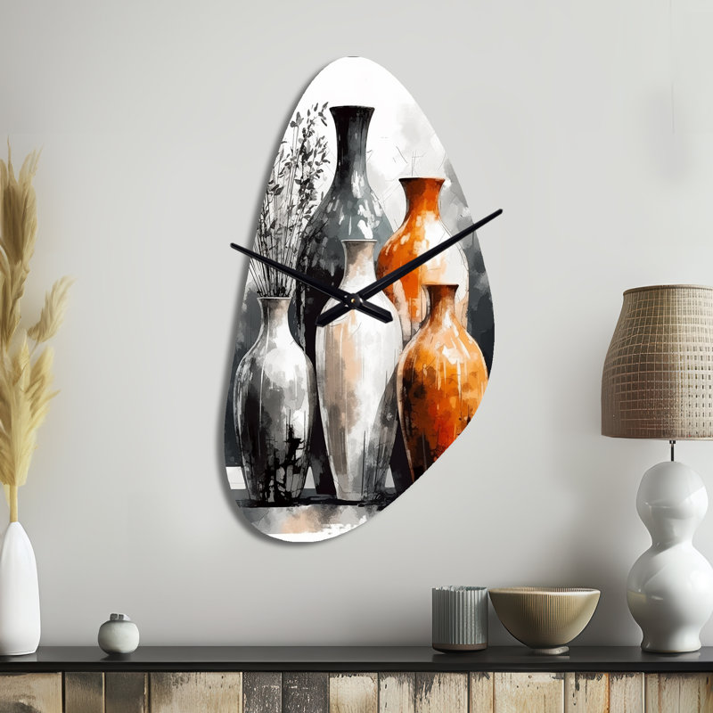 Horloge murale en métal brun et gris, Grand