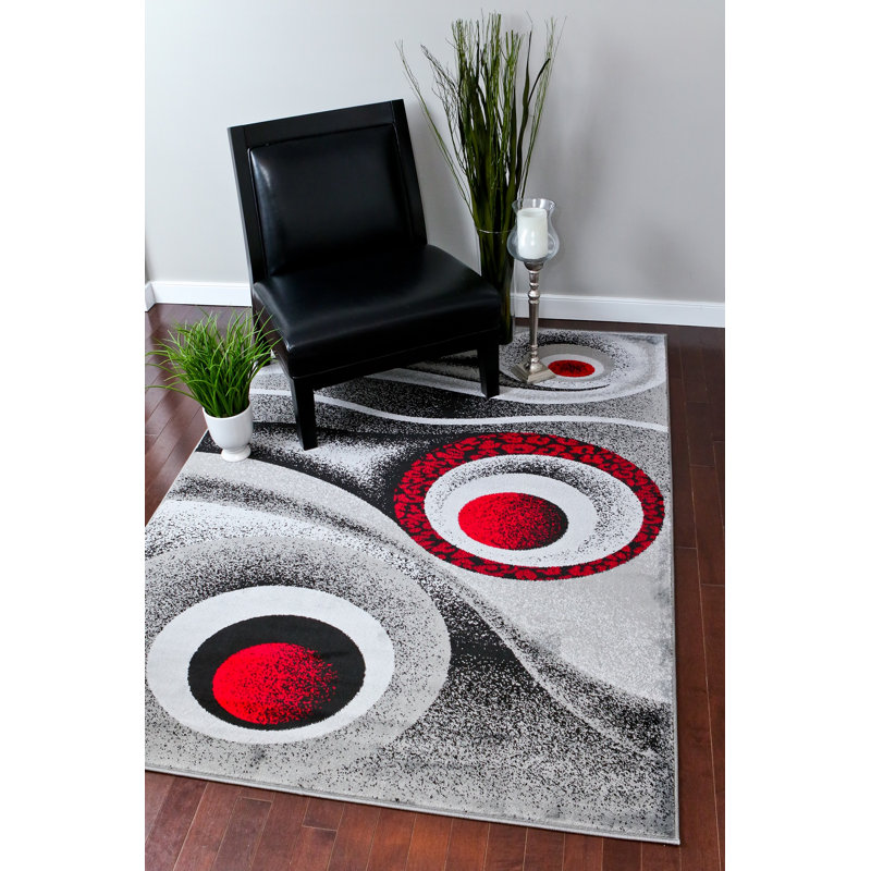 Tapis abstrait gris, Rectangle 7 pi 10 po x 10 pi 6 po