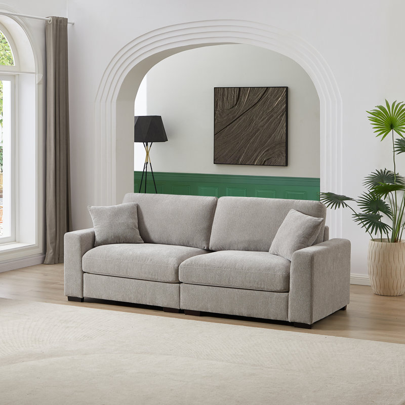 Swansea 2 - Piece Upholstered Cloud Sectional Sofa Loveseat, Light Gray 100% Polyester