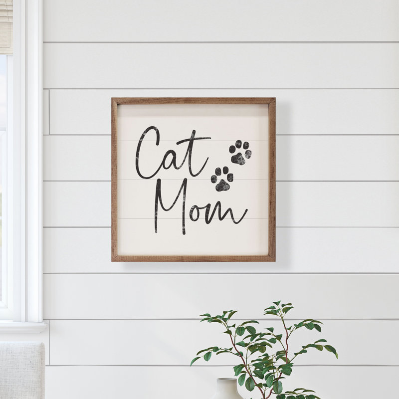 Chat maman avec empreintes de pattes - blanc, H 12 po x l 12 po