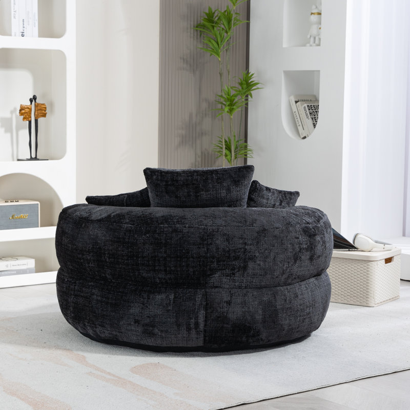 Chenille Bean Bag Chair, Black