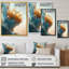 «Abstract Blue and Gold Leaves I», reproduction sur toile-670093275-670092324