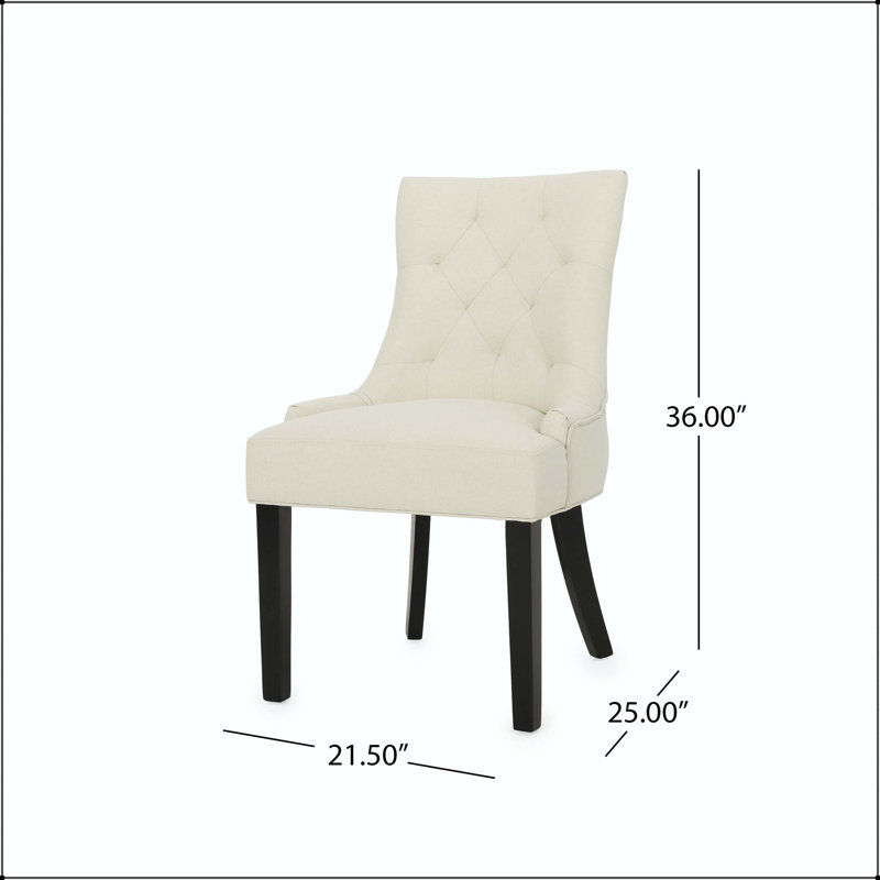 Chaise de salle à manger capitonnée sans boutons avec pieds fuselés - ensemble de 2, Beige, Beige