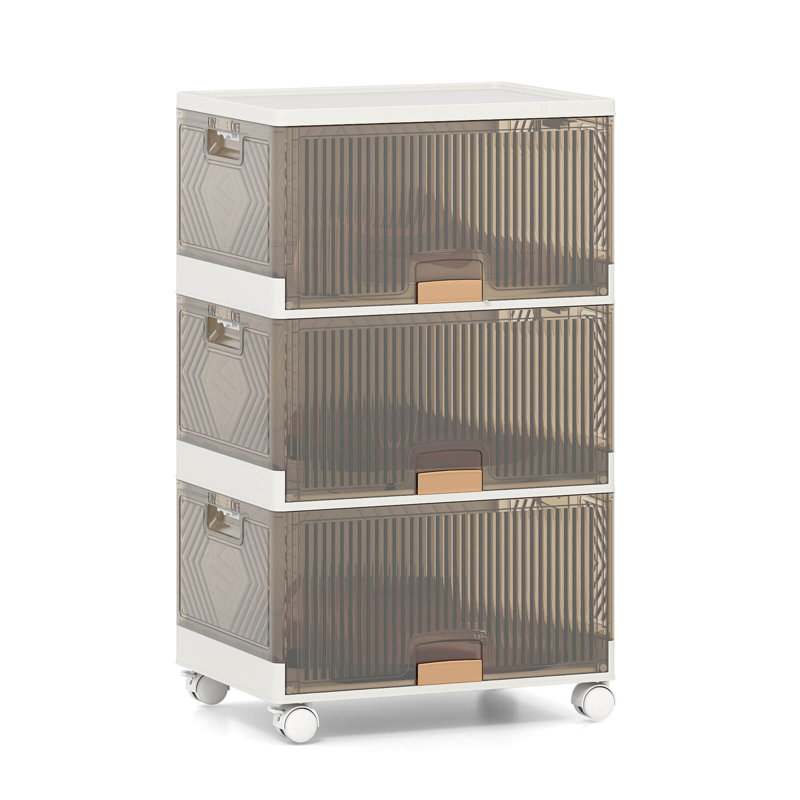 Ensemble de 3 bacs de rangement empilables avec roues amovibles grand organisateur 13,5 gallons