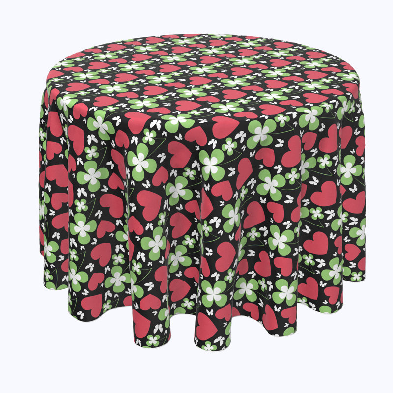 Laurelglen Heart Meets Clover Tablecloth, 102" L x 102" W