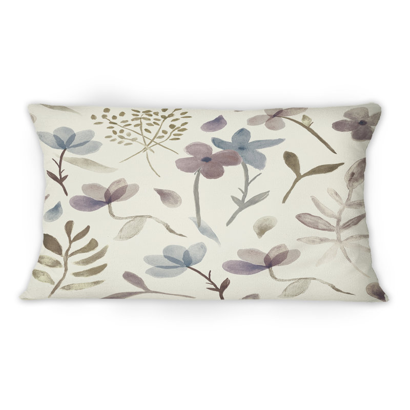 Aquarelle florale isolée sur toile blanche - Coussin décoratif à motif 1