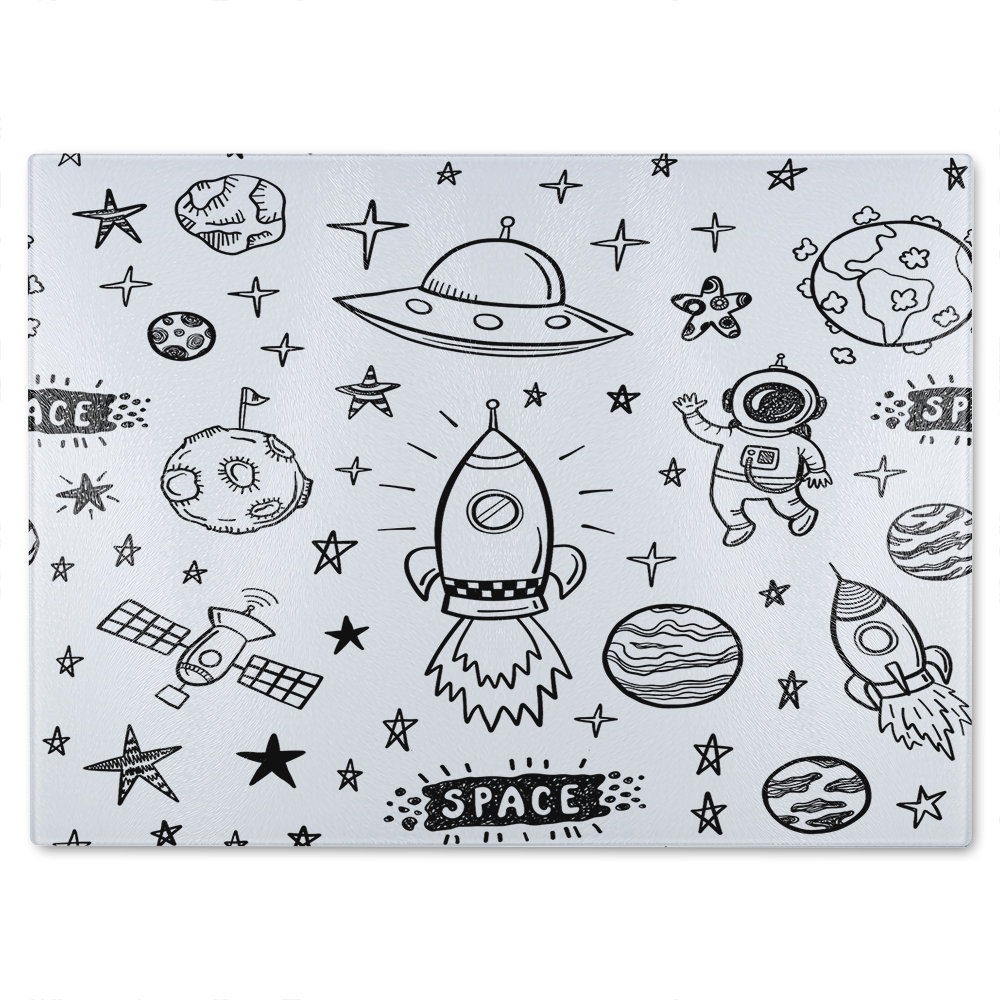 Doodle Space Glass Chopping Board