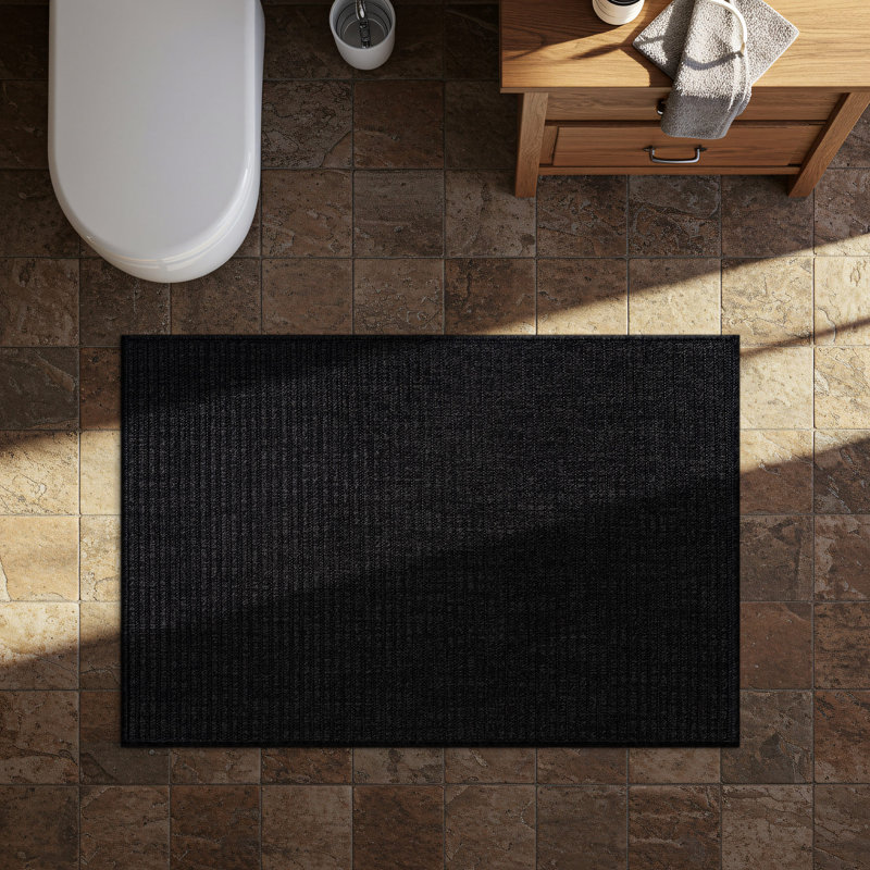 Indoor Outdoor Area Rug, Black, Rectangle 2' x 3'