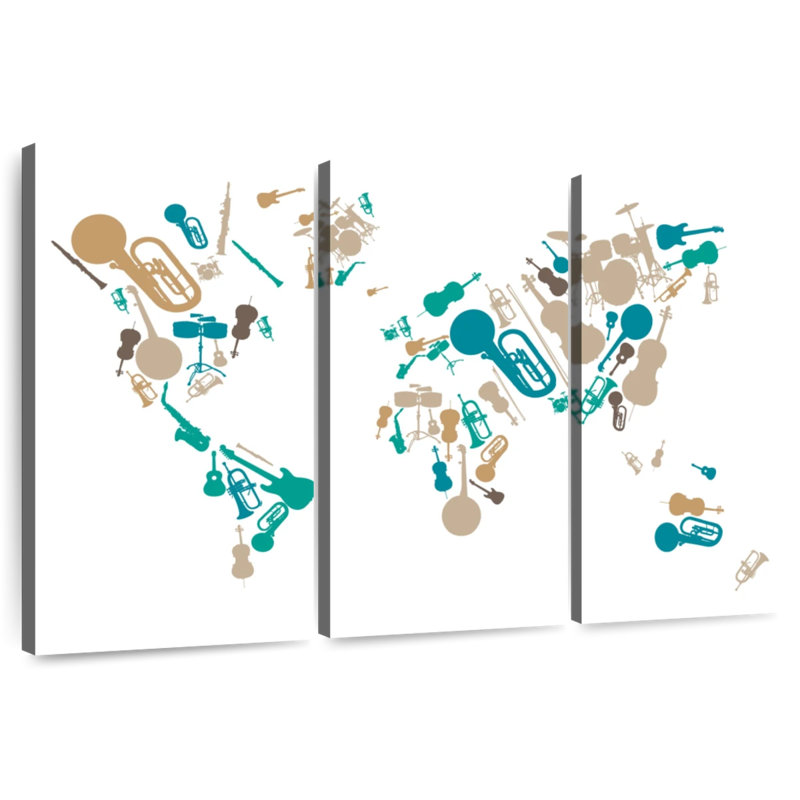 Abarca Musical World Map, 48" H x 74" W