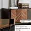 Meuble télé de rangement rétro luxueux en parquet brun et brun foncé, 220 cm (86,61 po).-1223014183