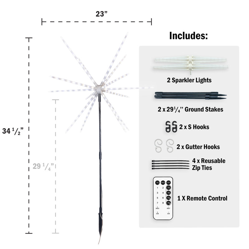 Lumières de jardin DEL blanches de 22 po Sparkler