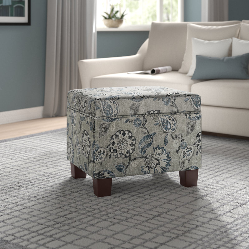 Akifa 21.50" Wide Upholstered Rectangle Storage Ottoman, Gray Linen