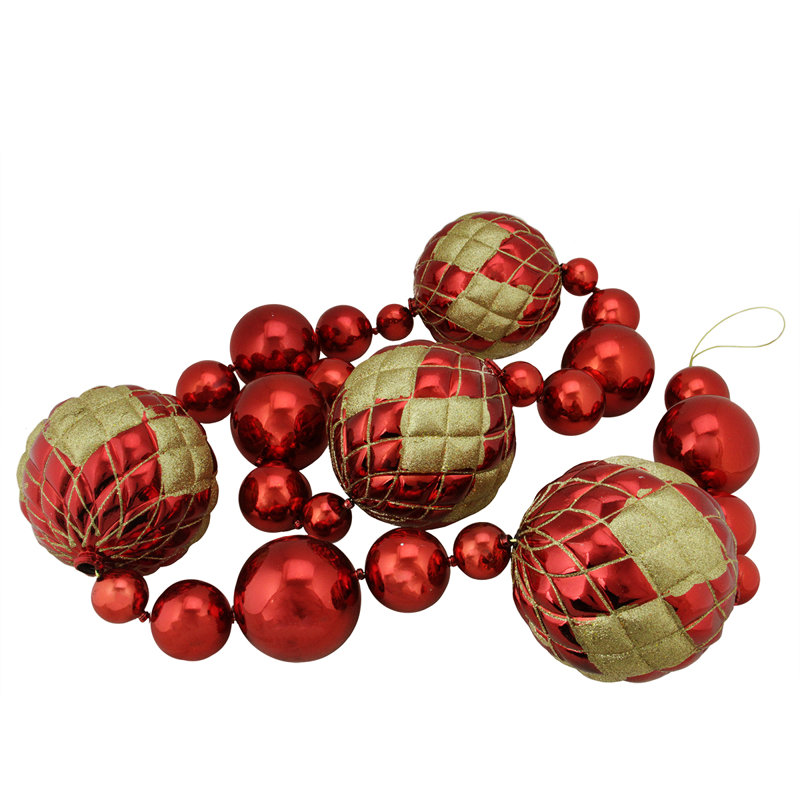 Grande guirlande boule de Noël incassable 6 pi avec accents scintillants, Rouge