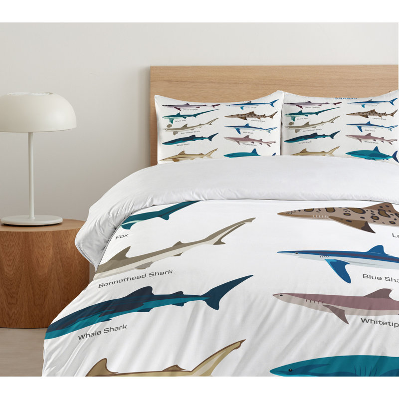 Sea Animal Coastal Polyester Duvet Cover, Twin