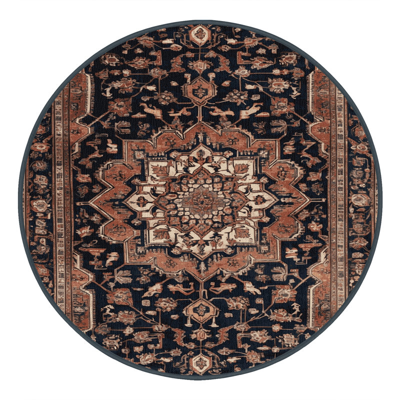 Tapis brun lavable à la machine, Rond 5 pi
