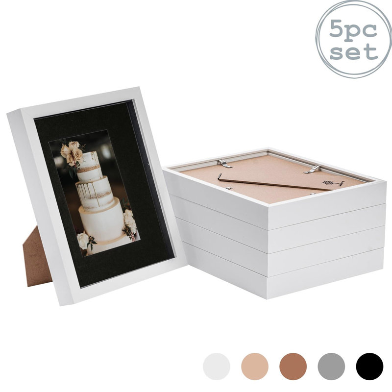 Nicola Spring - 3D Box Photo Frames - 8 x 10" with 4 x 6" Mount, White/Black