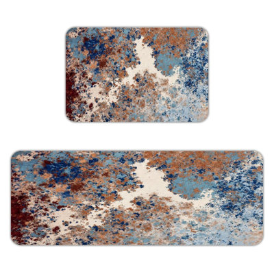 Terrazzo moucheté, 2 tapis de cuisine antidérapants