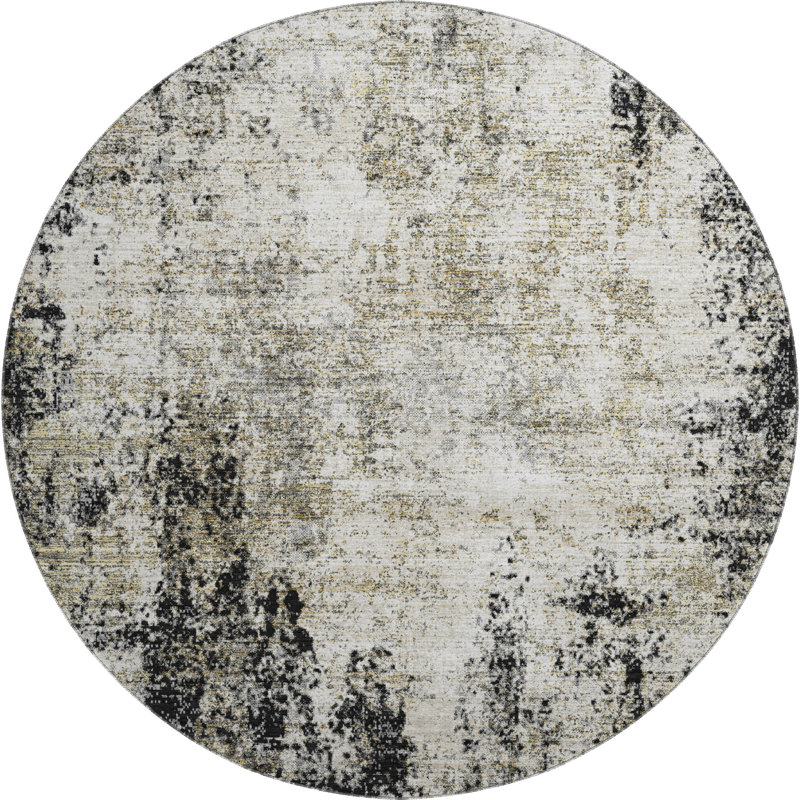 Tapis noir Prisco lavable à la machine de qualité supérieure, Rond 8 pi