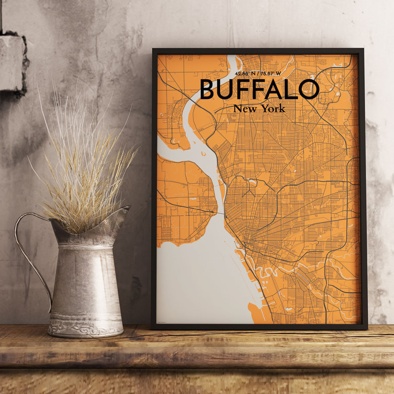 Buffalo City Map - No Frame Print, 43cm H x 28cm W x 0.13cm D