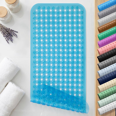 Tapis de bain antidérapant, tapis de douche 35 po x 16 po avec ventouses robustes et trous de bonde, long tapis de bain antidérapant