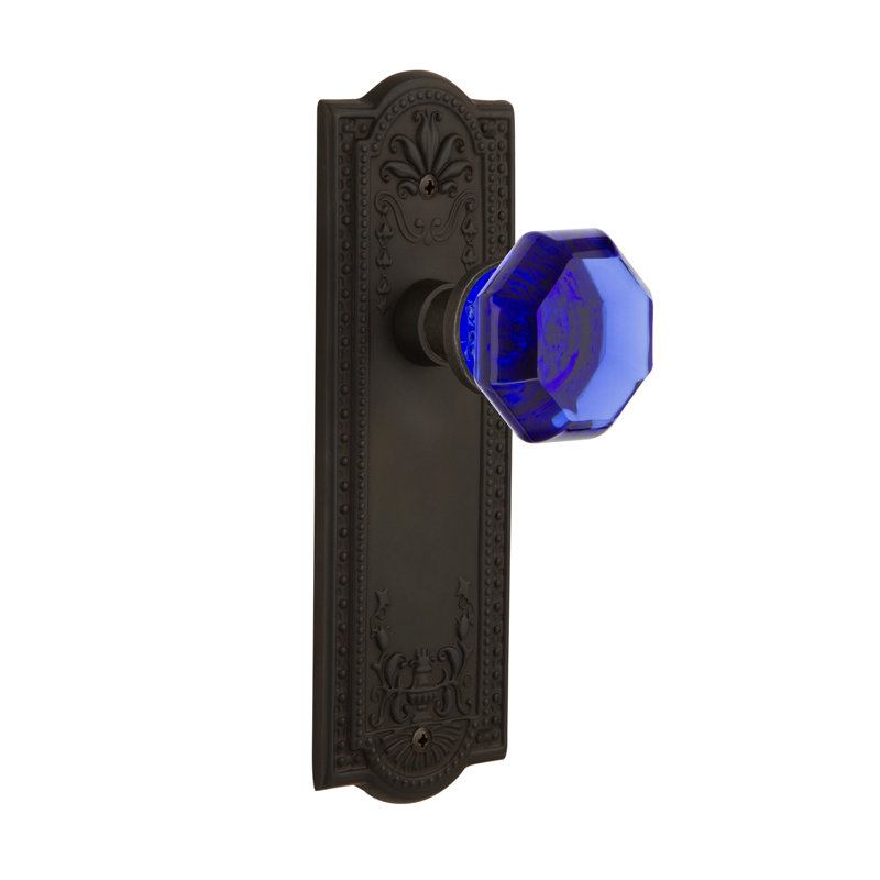 Meadows Plate with Waldorf Cobalt Door Knob, Oil-Rubbed Bronze