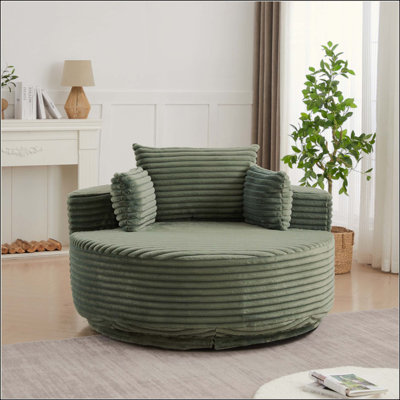 Fauteuil pivotant simple en mousse de velours côtelé, canapé moderne moelleux, fauteuil pivotant à 360 degrés pour le salon, la chambre à coucher, le salon et la salle de projection