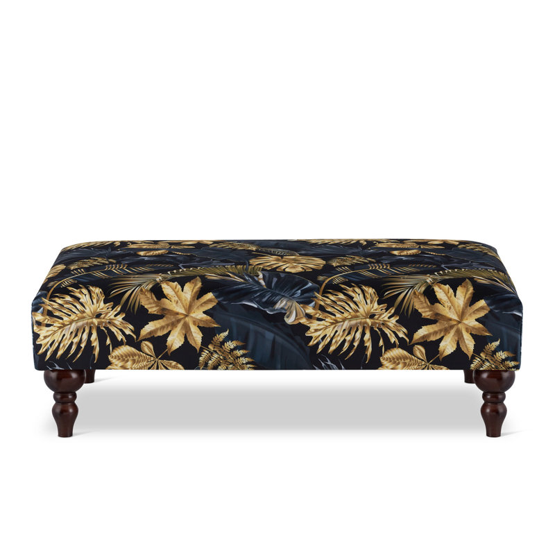 Jemotte Velvet Rectangle Striped Cocktail Ottoman