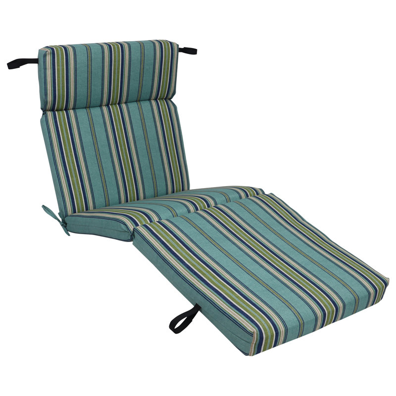 72-Inch By 24-Inch Outdoor Chaise Lounge Cushion, Tan/Green/Blue/Terrace Breeze Striped
