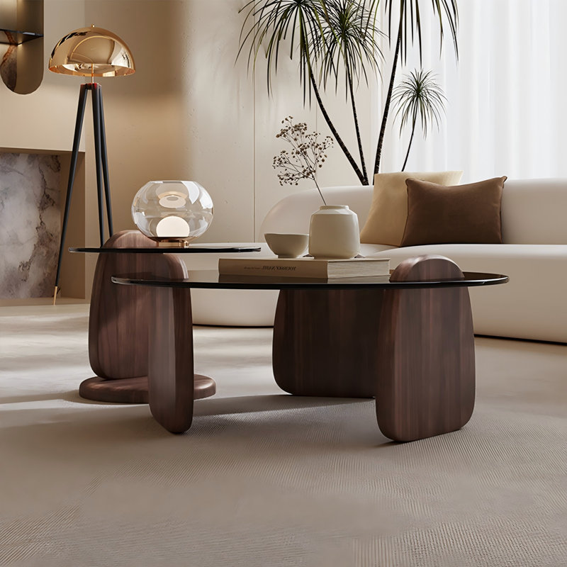 Creative Tempered Glass Coffee Table Set