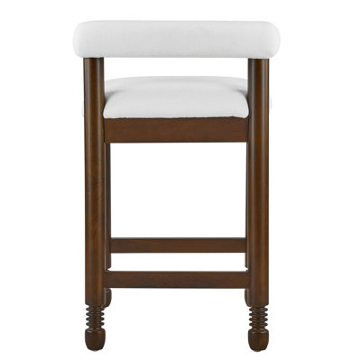 Tabouret de comptoir en hévéa moderne de 25,2 po de hauteur avec siège rembourré et dossier Iven