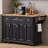 54" Kitchen Island with Rubber Wood Drop Leaf, Embossed Texture Panel, 4 Doors, 3 Drawers, Spice & Towel Racks, Lockable Wheels-315811883