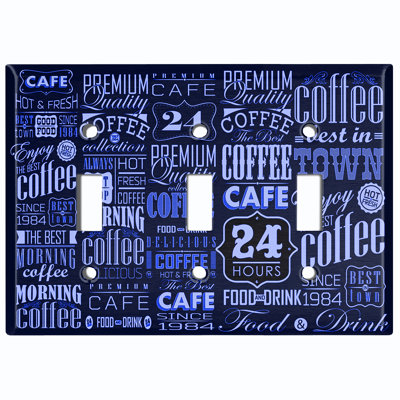Plaque murale à interrupteur à bascule 3 lumières Coffee Diner