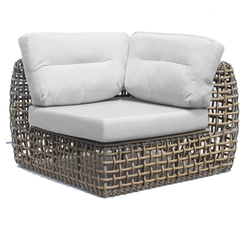 Dynasty Outdoor Corner Wedge Lounge Chair, Linen Silver Sunbrella®, Kubu