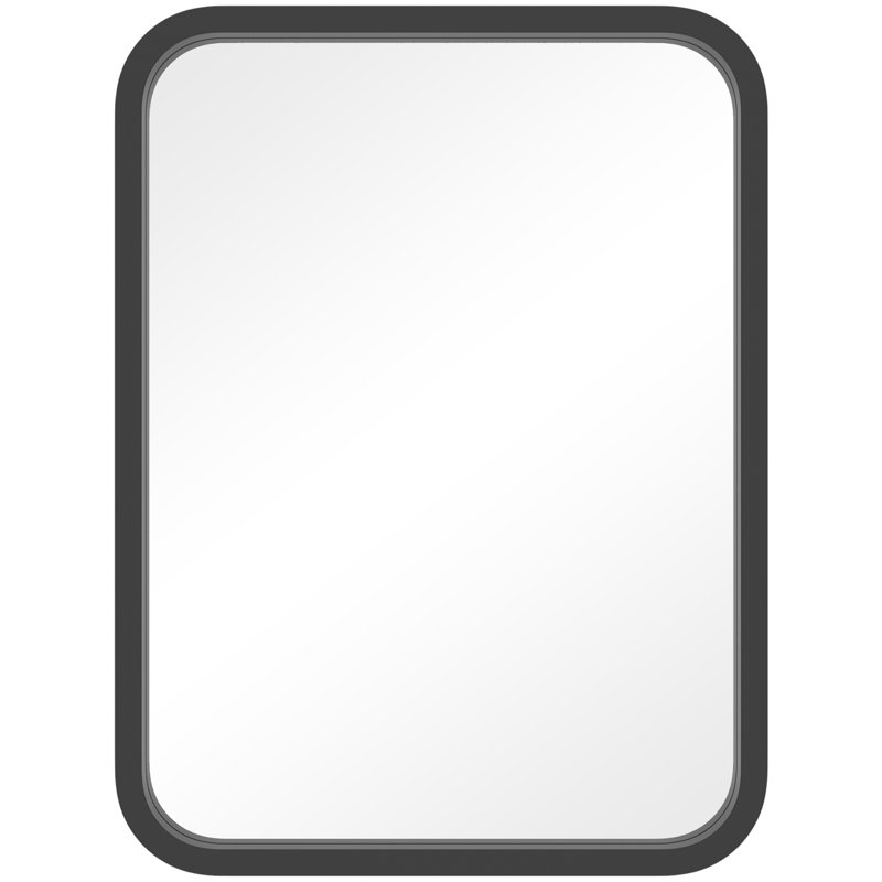 Arc-Cornered Wall Mirror with Wooden Frame, 24" x 18", Black