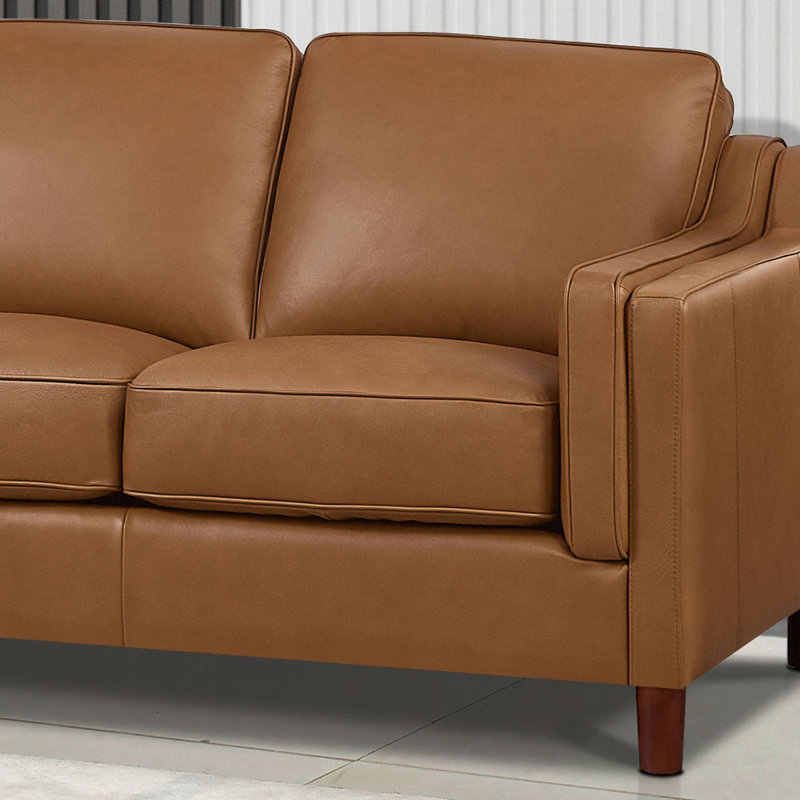Pearlena Upholstered 84'' Sofa, Cognac