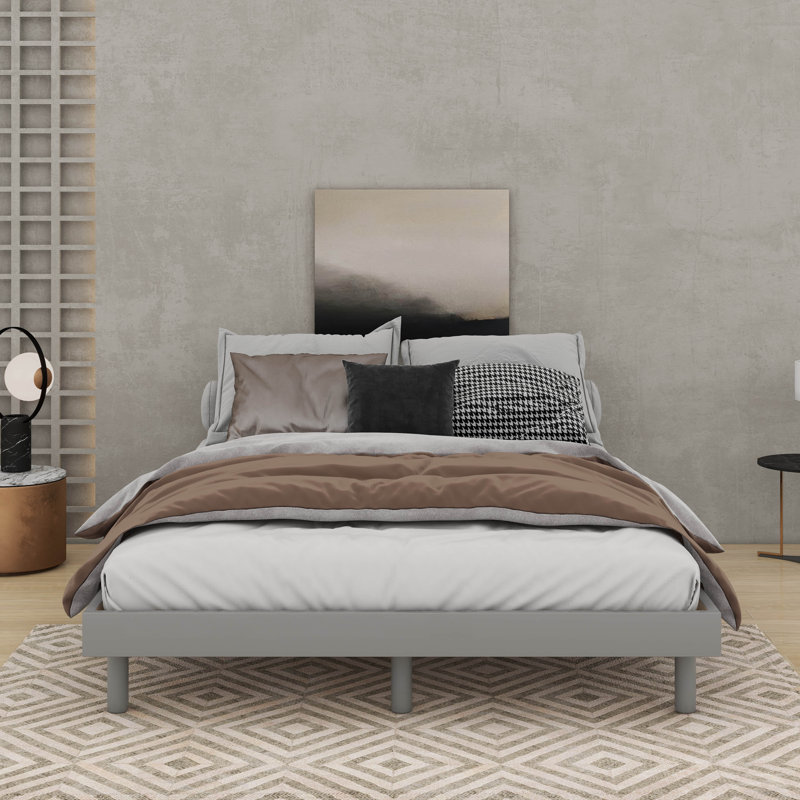 Modern Design Floating Platform Bed, Full , Gray