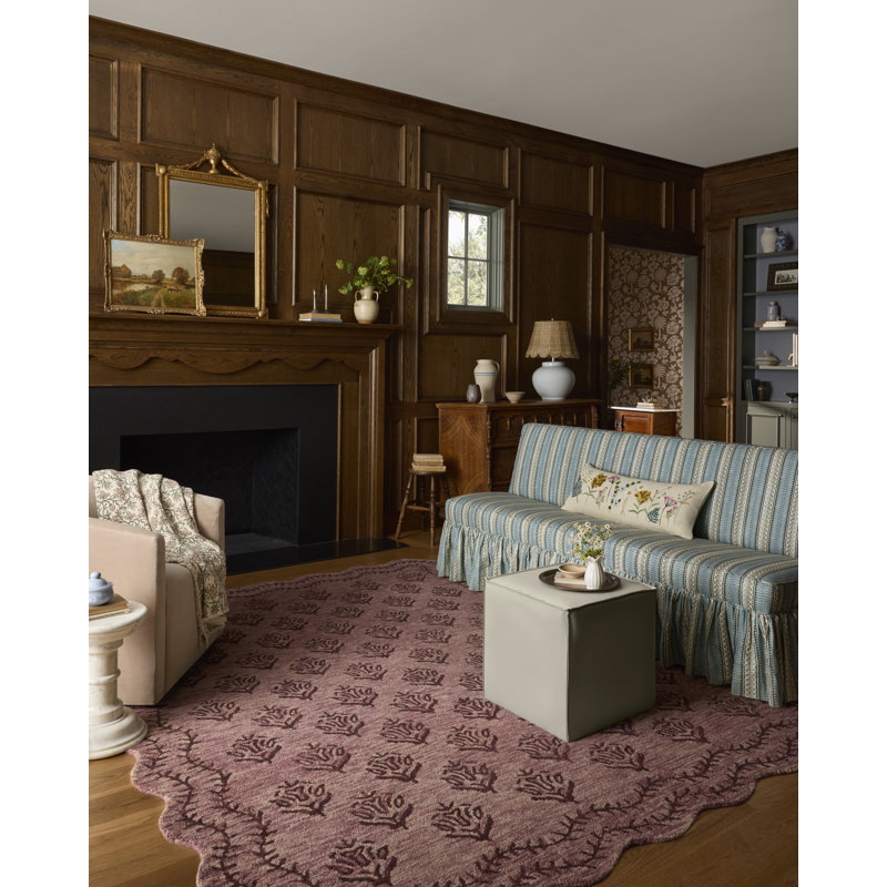 Rifle Paper Company x Loloi Lisette Plum / Dark Plum  Area Rug, Rectangle 5' x 7'6"