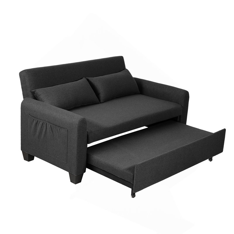 Très grand canapé-lit en tissu 2 en 1 de 61 pouces, Gris