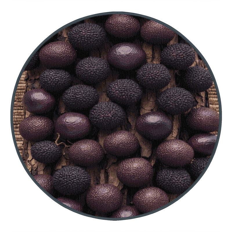 Washable Jabuticaba Fruits Area Rug, Round 4'
