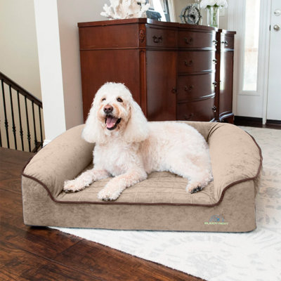 Romeo Memory Foam Dog Bed – Orthopedic Pressure-Relief Hybrid for Joint Support, Cooling Memory Foam & Water‑Resistant  Suede, Machine Washable – Made in USA