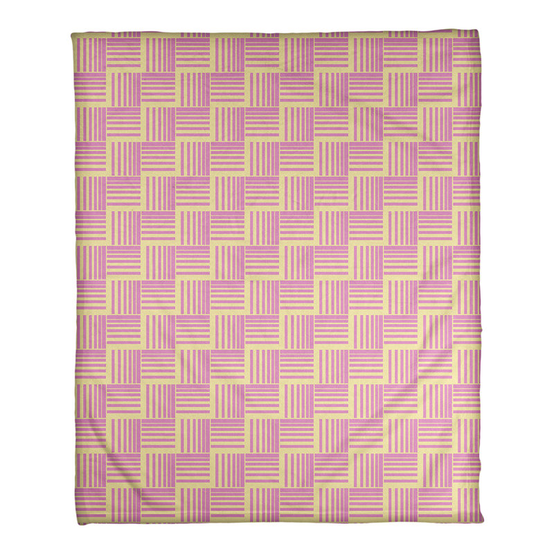 Couverture polaire à rayures classic basketweave, l 50 po x L 60 po, Jaune / Rose