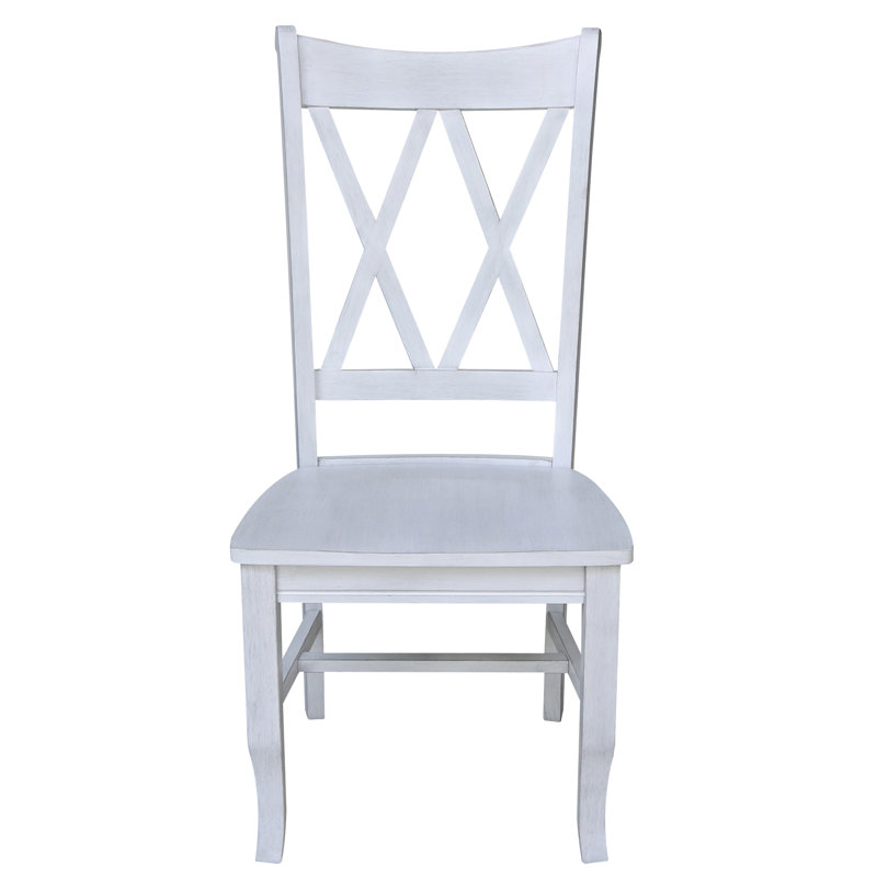 Chaise d'appoint en bois massif Audianna, Craie antique