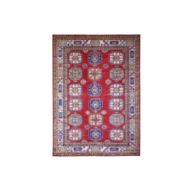 6'11" x 9'8" New Hand Knotted Red Wool Rectangle Oriental Rug - MOA10274825