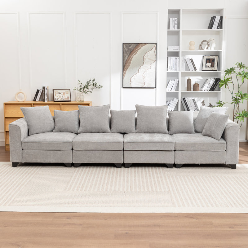 Canapé modulaire rembourré 4 pièces Bennett, Gris