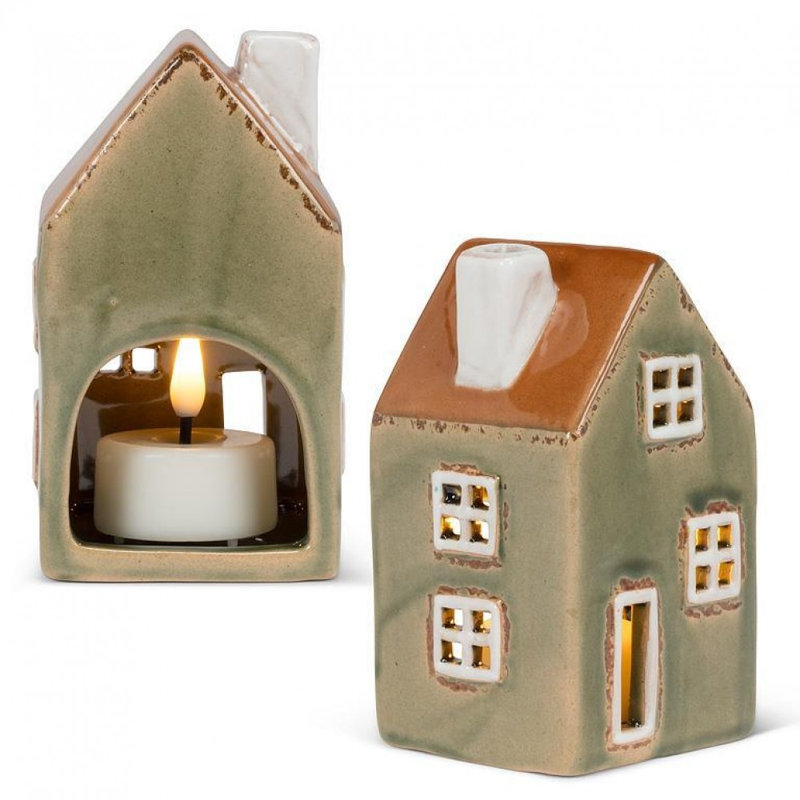Narrow House With Windows Tealight Candle Holder