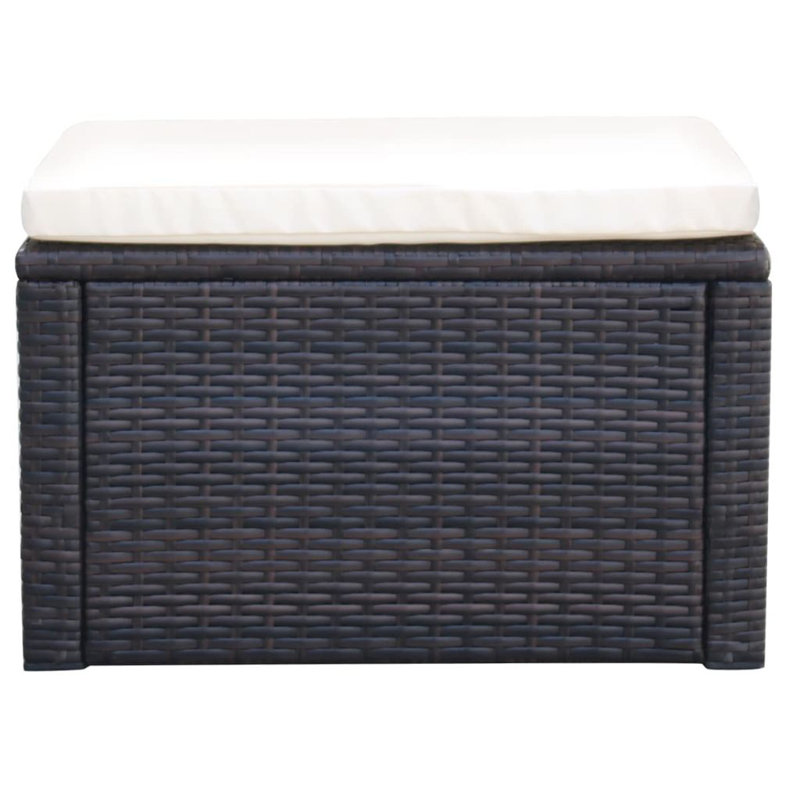 Repose-pieds d'extérieur, Structure brune / coussin blanc crème