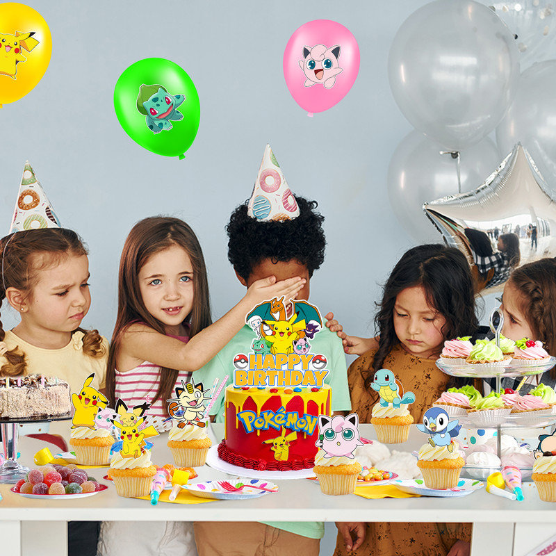 Pokemon Party Supplies, 25 Pcs Pokemon Cake Topper Set