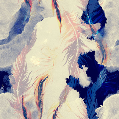 Birds Feathers 10' L x 24" W Peel and Stick Wallpaper Roll