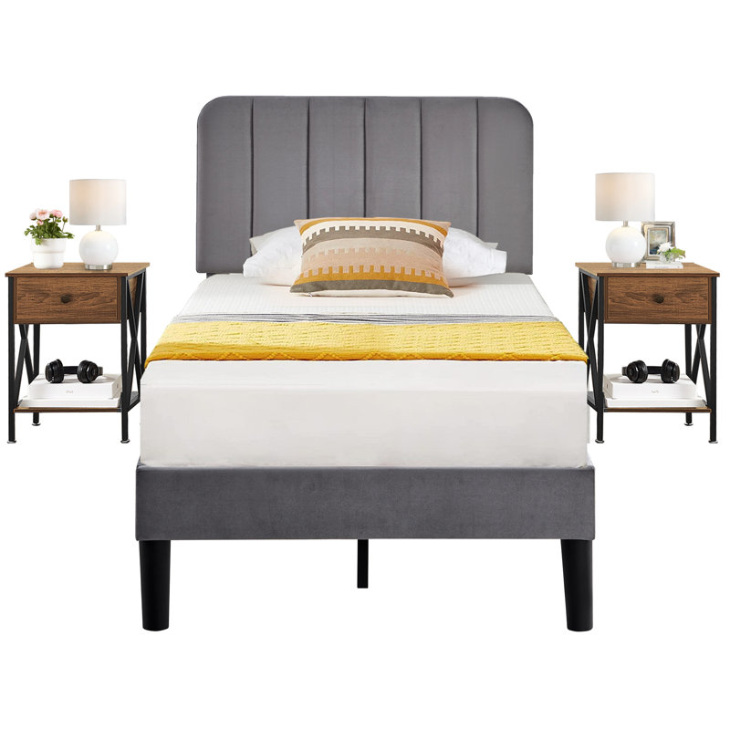 Ensemble de chambre à coucher standard 3 pièces Iron, Brun, Simple